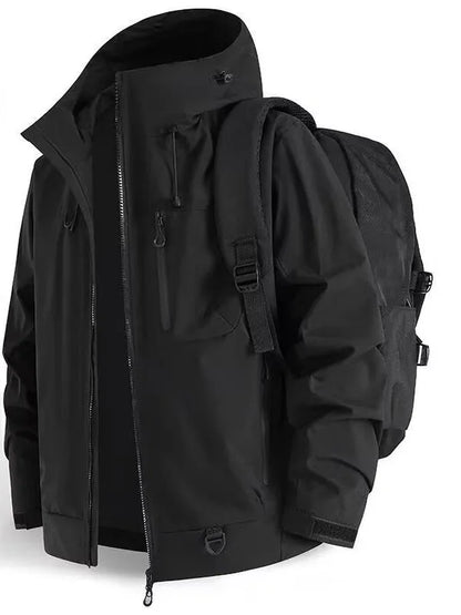 New 2025 Men's Outdoor Casual Thickened Jacket Windproof Waterproof Warmth Hooded Zipper Closure Polyester Fiber Long Sleeve ...