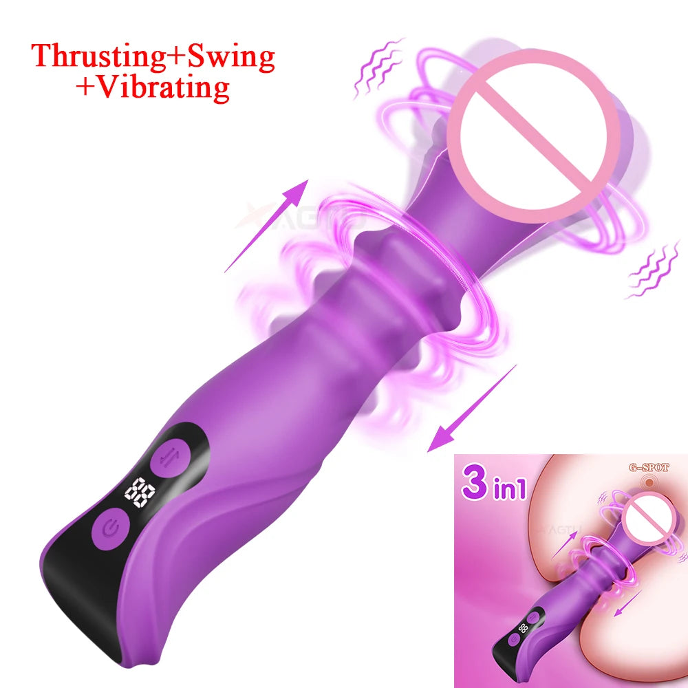 Thrusting Swing Dildo Vibrator Female Telescopic Vibrating Clitoris Stimulator G Spot Vibrator Sex Toy for Adult Goods for Women