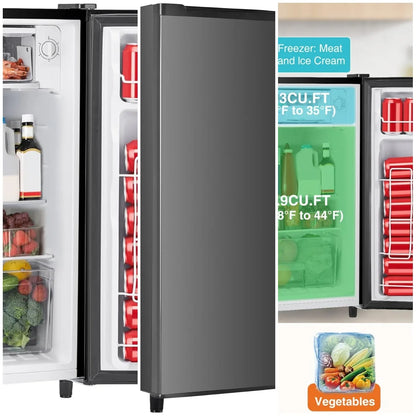 3.2 Cu.Ft Mini Fridge with Freezer Small Refrigerator Single Door Adjustable Thermostat Energy