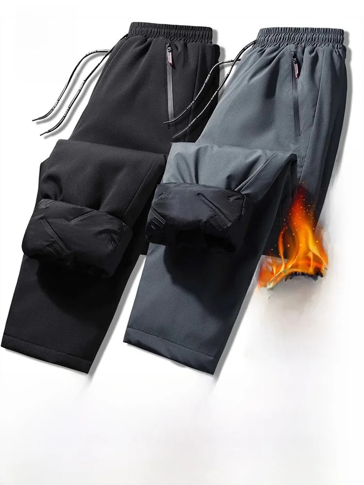 TUCANO Men's Thickened down Cotton Pants Outdoor Winter Sports Wearable Long Trousers Youth Casual Straight Leg Multi Pocket