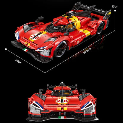 1：8 Technical Super Sport Racing Red F Car Building Blocks Hypercar 499P Car Assembling Bricks Model For Boys Birthday Gifts