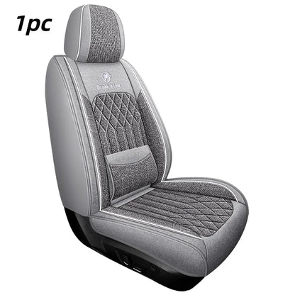 Front Single Seat, Luxurious Linen Fixed Lumbar Support, Full-Coverage Car Seat Cushion, Suitable for All Seasons, Delicate and Textured, Comfortable, Breathable, Wear-Resistant, Fits the Seat, with Three-Dimensional Wing Sup