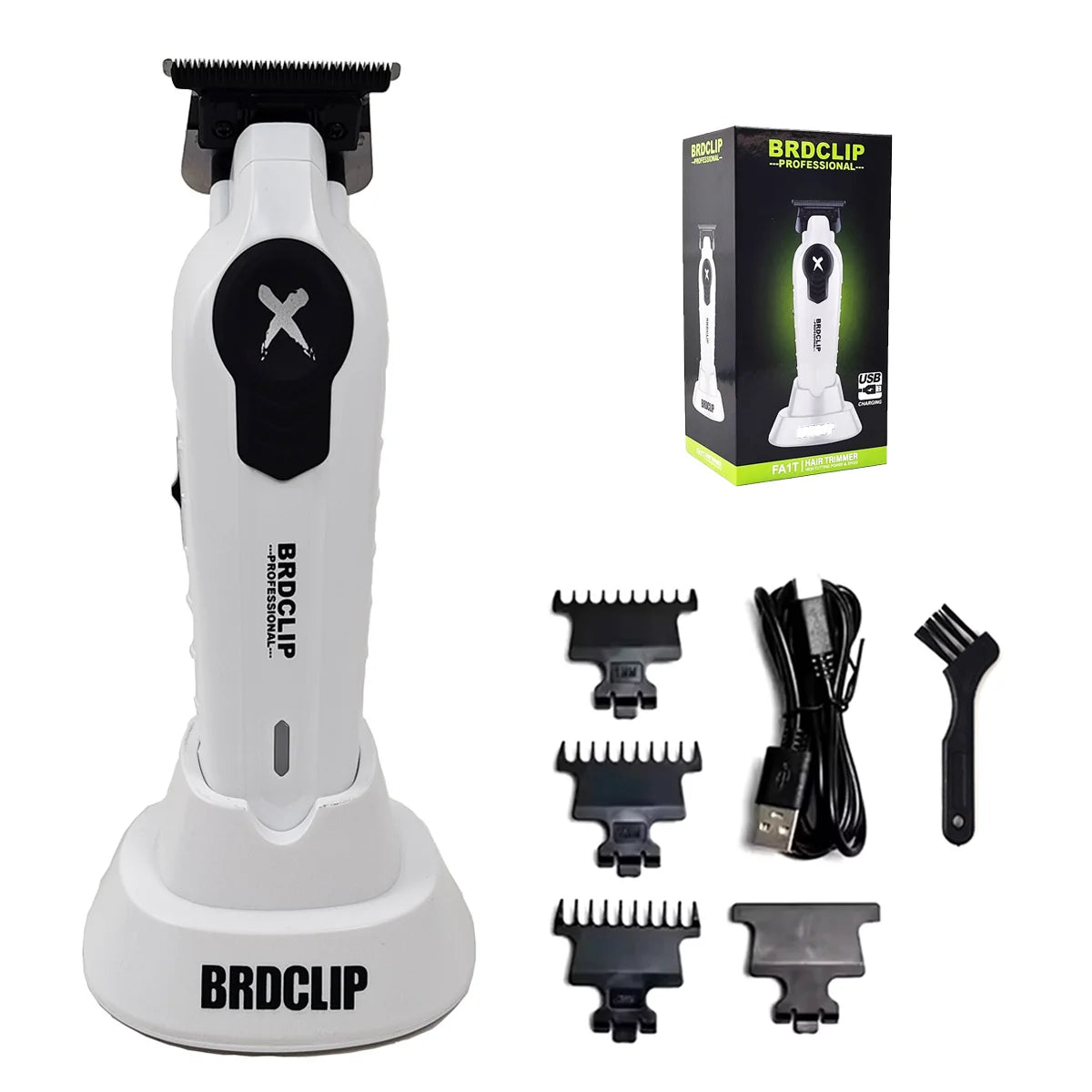 BRDCLIP  X Series White FA1T 7700RPM Professional Electric Hair Trimmer Hair Clipper For man carving DLC Blade Barber Shop Tool
