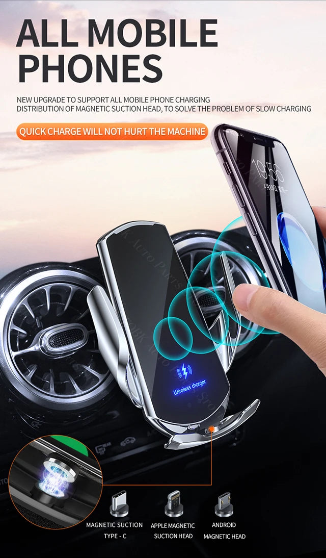 For Mercedes Benz CLA 200 2013-2019 Car Phone Holder 360 Rotatable Silicone Non-Slip 15W Wireless Charging Cars Accessories