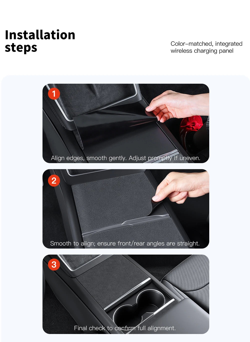YZ Center Console Panel Sticker For Tesla Model 3/Y/YL Highland Juniper Electrostatic Adsorption Sticker Suede Film