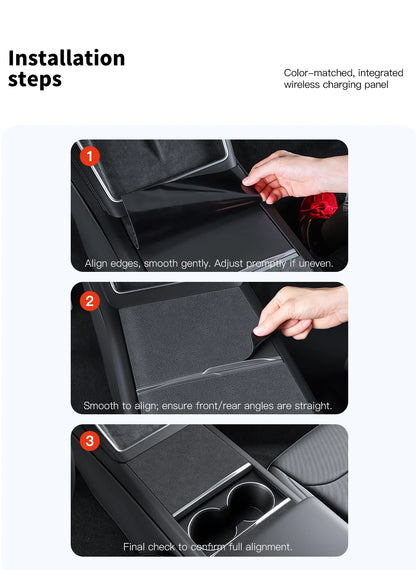 YZ Center Console Panel Sticker For Tesla Model 3/Y/YL Highland Juniper Electrostatic Adsorption Sticker Suede Film