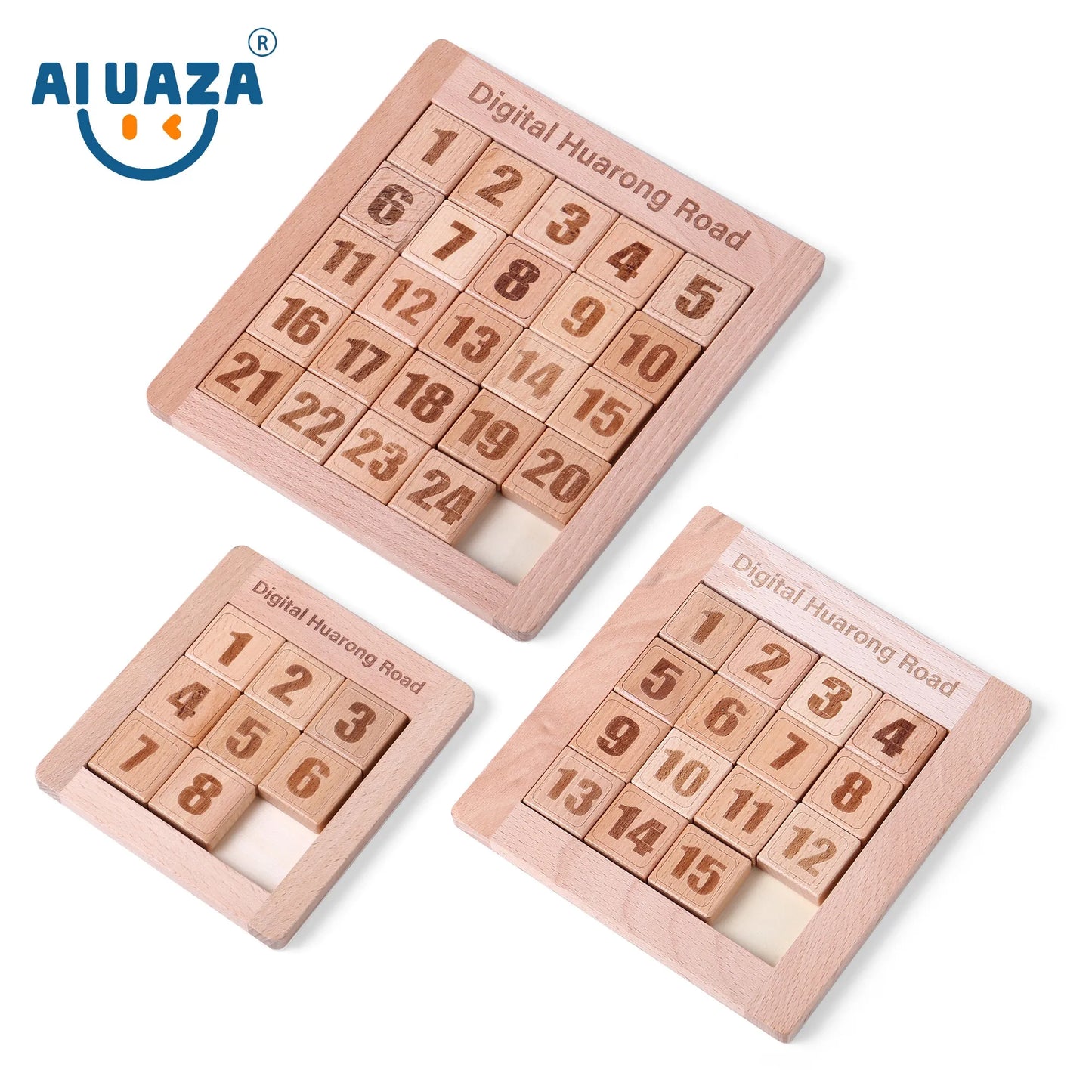 AIUAZA Wooden Number Sliding Puzzle，Brain Teasers Toy Tangram Slide Puzzle Game，Sequential Puzzles Board Game，Educational Toy