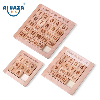 AIUAZA Wooden Number Sliding Puzzle，Brain Teasers Toy Tangram Slide Puzzle Game，Sequential Puzzles Board Game，Educational Toy