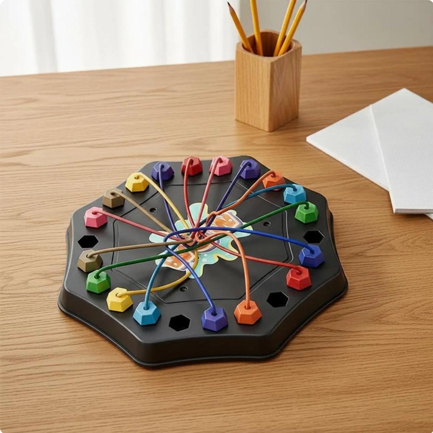 Rope Untangling Game Sturdy Elastic Cords String Untangling Test String Brain Teaser Board Interactive Play for Classroom, Party