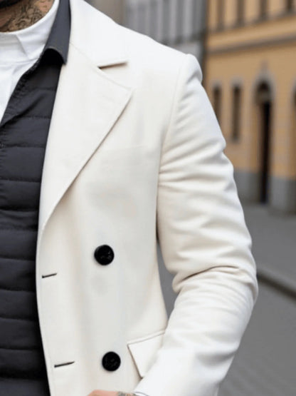 Men's Double-Breasted Wool Overcoat Thickened Winter Trench Coat Windproof  Warm European American Fashion Trend