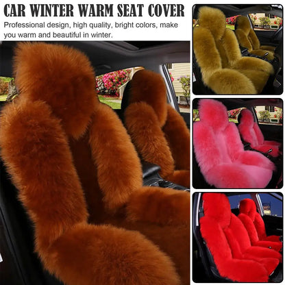 Universal Winter Car Seat Cushions Australian Sheepskin Fur Seat Auto Cover Autumn Warm Winter Interior Accessories K6X4