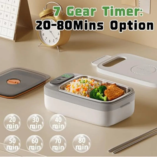 Cordless Electric Lunch Box for Adults 34oz/1L Heated Lunch Box with Timer and Adjustable Heating 14000mAh Rechargeable Portabl