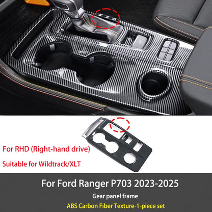 For Ford Ranger P703 T9 XL XLT Wildtrak Raptor 2023-2025 Carbon Fiber Texture Gear Shift Panel Cover Interior Trim Full Set