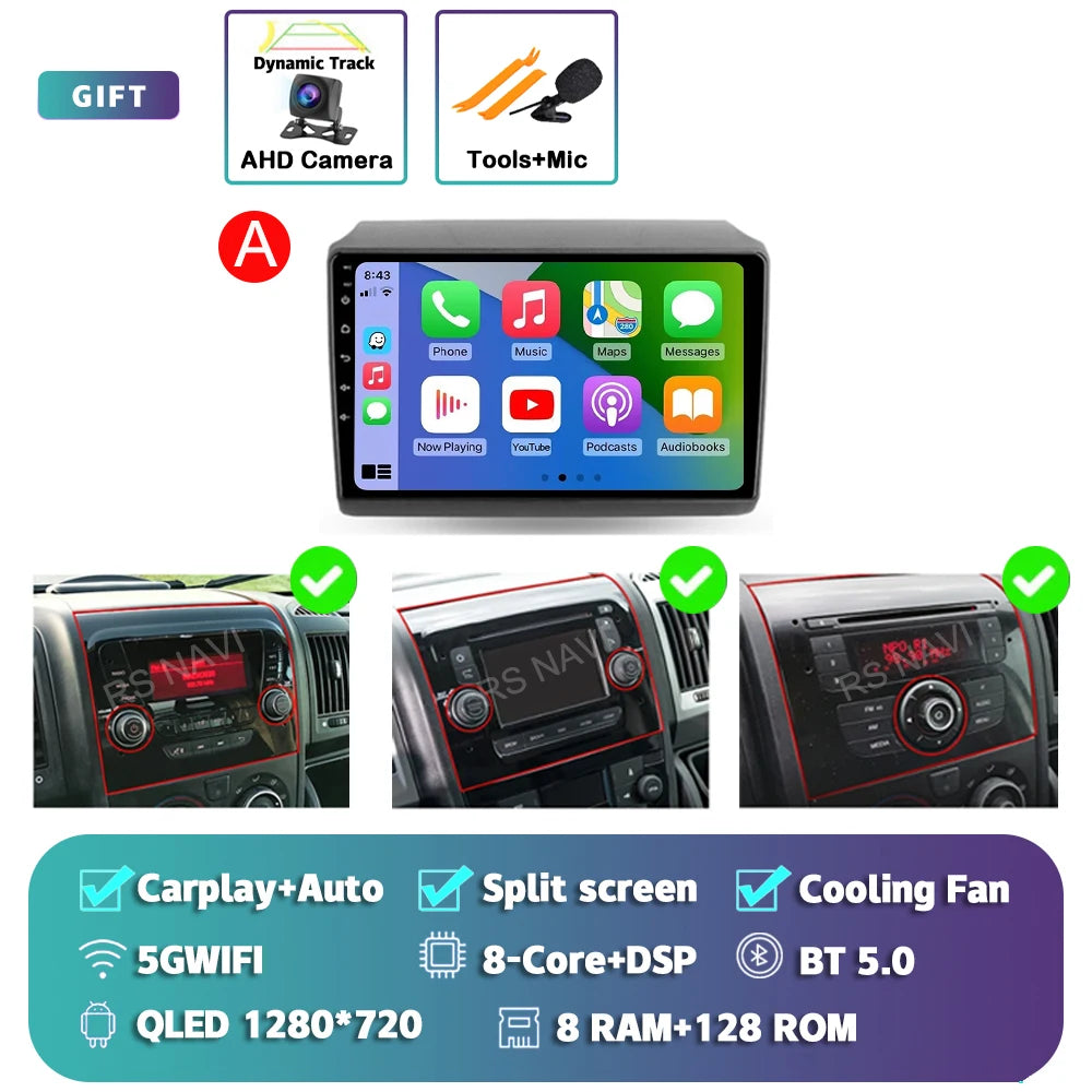 Android 15 For Fiat Ducato Peugeot Boxer Citroen Jumper 2006-2022 2K QLED Android Car Radio Multimedia stereo Player GPS CarPlay