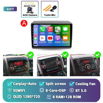 Android 15 For Fiat Ducato Peugeot Boxer Citroen Jumper 2006-2022 2K QLED Android Car Radio Multimedia stereo Player GPS CarPlay