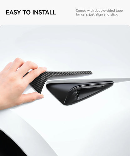 YZ Turn Signal Camera Trim Cover forTesla Model3Y 202-2026 Accessories Side Leaf Board Protector ABS Matte Carbon Fiber Pattern