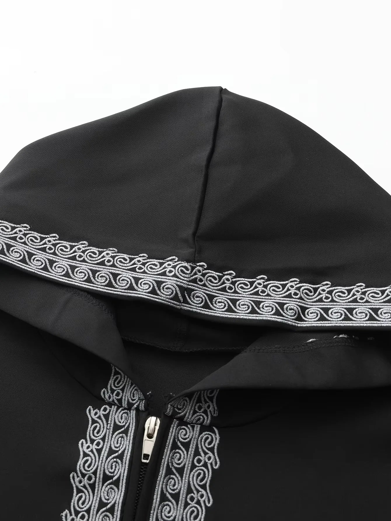 New Muslim men's long robe, Islamic hooded ethnic clothing, elegant retro MiddleEastern embroidery men's simple casual long robe