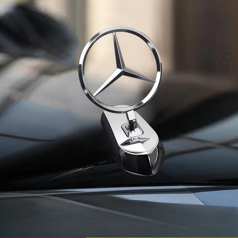 Emblem Badge for Car Hood Front Chrome Logo Luxurious Plated for Mercedes Benz Hood with Wing for C200 R300 E260 S450 S350