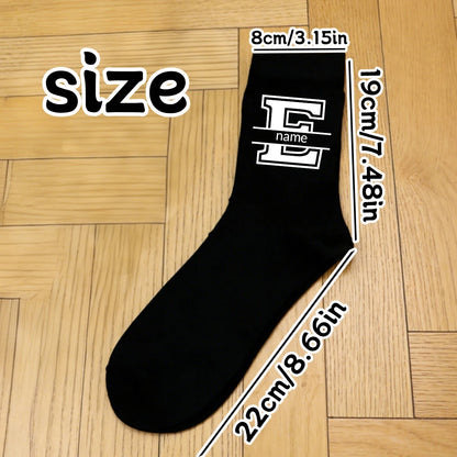 Custom Text Black Socks,Personalized Mens Socks,Socks For Women,Wedding Gifts,Customized Name Boys Socks,