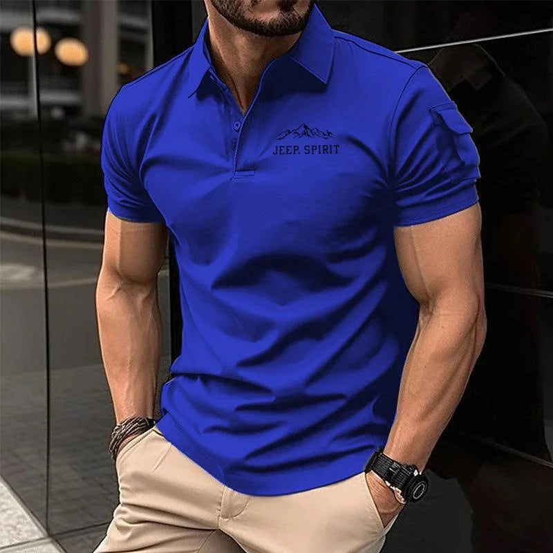 Jeep Spirit Polo Shirt Summer Men's Short Sleeve Casual Business Shirt Paired with Collar Shirt