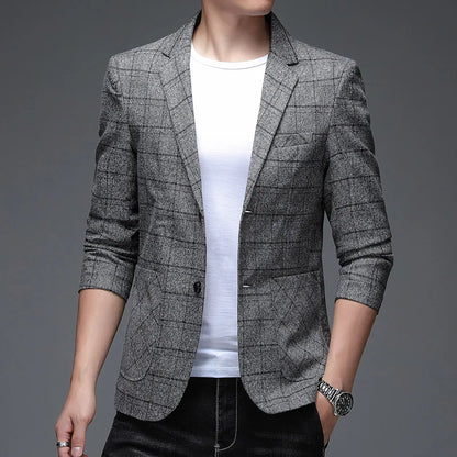Men's Plaid Business Casual Blazer 2025 Stylish Handsome Single Suit Veste Costume Homme Luxe for Banquet