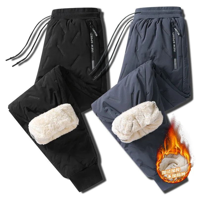 Men's Winter Thiened Fce Lined Casual Long Pants Windproof down Trousers Warm Cotton Pants Faionable Urban Sle