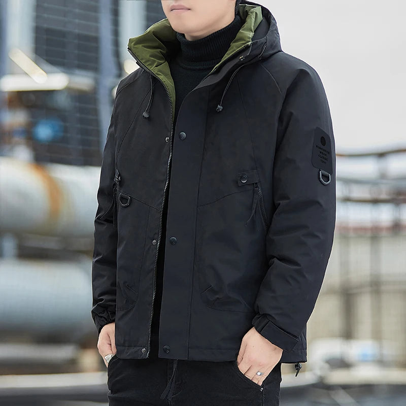 Paul 2026 Men's Thickened down Cotton Jacket Hooded Warm Workwear Ultra-Thick Outerwear Fashionable Urban Style Polyester Fiber