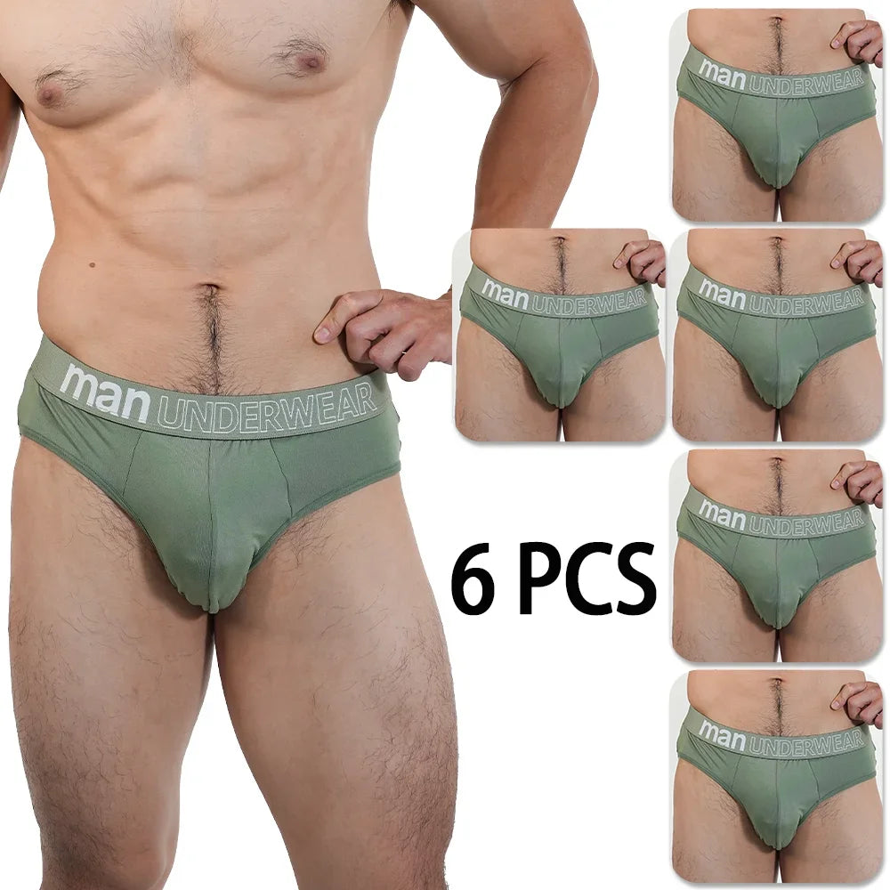 6Pcs Men‘s Large Briefs Mens Comfortable Underpants Man Sexy Gifts Underwear Breathable Triangle Panties Para Hombres 2025 New