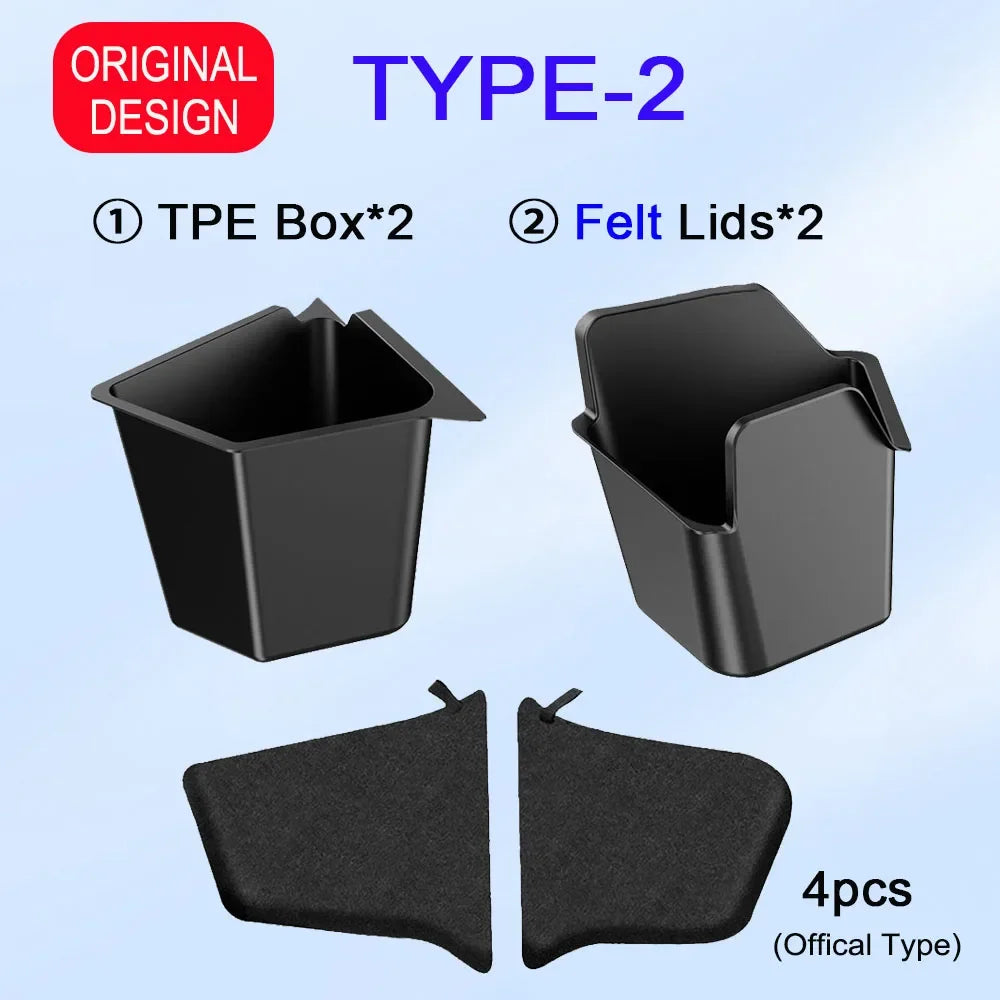 For Tesla Model Y Juniper Trunk Organizer Side Storage Box Bin Organizer Flocked TPE Mat Anti-dirty 2025 2026 Travel Accessories
