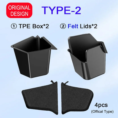 For Tesla Model Y Juniper Trunk Organizer Side Storage Box Bin Organizer Flocked TPE Mat Anti-dirty 2025 2026 Travel Accessories