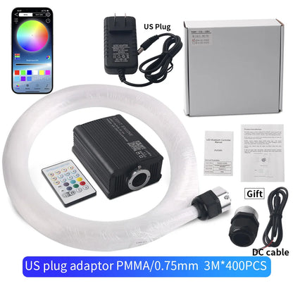 16W Car Roof Star Light Twinkle Fiber Optic Light Ceiling Star Lighting Kit RGBW APP Music Control Car Starry Sky Ceiling Lamp