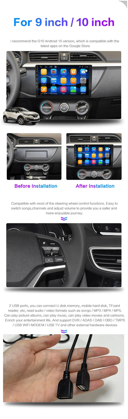Universal 7"/9"/10“ 2DIN Android 13 4+64G Car Stereo Carplay Android Auto GPS Navigation Bluetooth FM RDS Radio WIFI Touchscreen