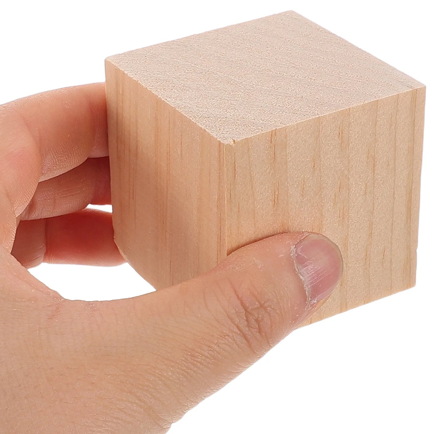 20Pcs Craft Wood Blocks Natural Solid Wood Squares 5Cm Blank Cubes for Painting Doodling Kids Learning Tools Family Interactive