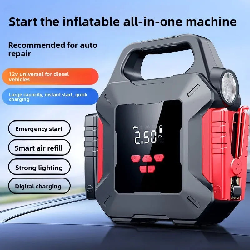 SUKIN High Capacity Booster Starting Device with Air Compressor.Portable Power Station for 12V Petrol Diesel Car.Jump Starter