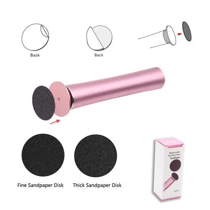 Rechargeable Electric Foot File Callus Remover with 60 Sandpaper Disks Aluminum Pedicure Tool Cordless Foot Care Machine Black P