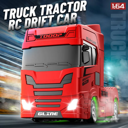 1:64 Mini Drift RC Truck Head 4WD Full Proportional Control 15KM/H High-Speed 2-Speed Type-C Charging for kids Birthday Gift