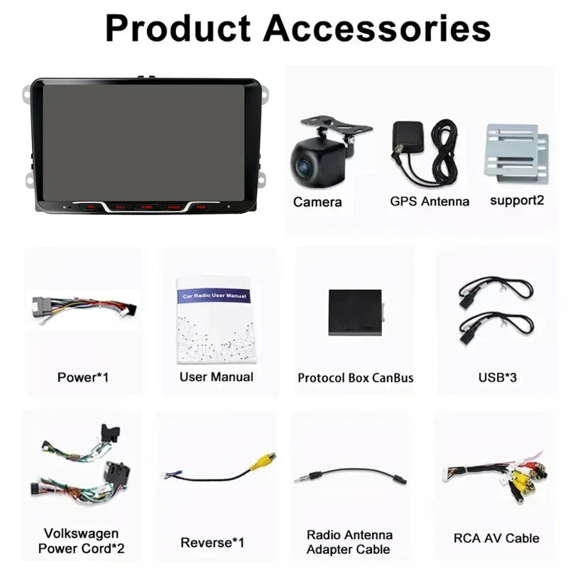 9" 4GB+64GB For VW Scirocco 2008-2015 Car Radio 2DIN Google Map Head Unit GPS Android Auto Stereo Steering Wheel Control
