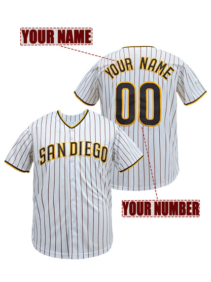 Customized Name And Number Men's Embroidery Baseball Jersey San Diego Personalized Short Sleeve Button Down Breathable Shirts