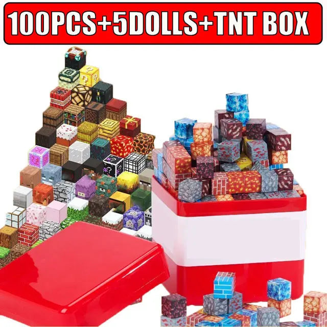 16cm Big Storage Box Magnetic Building Blocks Mine Magnet World Set Puzzle Toys For Kids Montessori Sensory Cubes Birthday Gifts