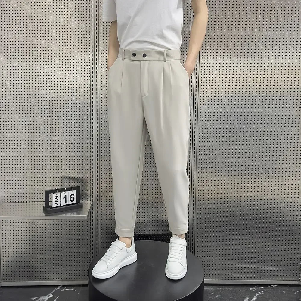 Baggy Trousers for Men Elastic Khaki Man Suits Pants Stretch Spring Clothes Slacks High Quality Fashion Tailoring Summer 2025 Up