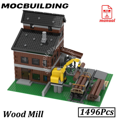 Wood Mill Blocks Model Railway House MOC Building Bricks Construction City Road Engineering Toys Gifts