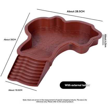 Turtles Bathing Pool Water Bowl with Slip Proof 35x28.50cm Friendly Habitat with Steps for Reptiles Resting and Soaking