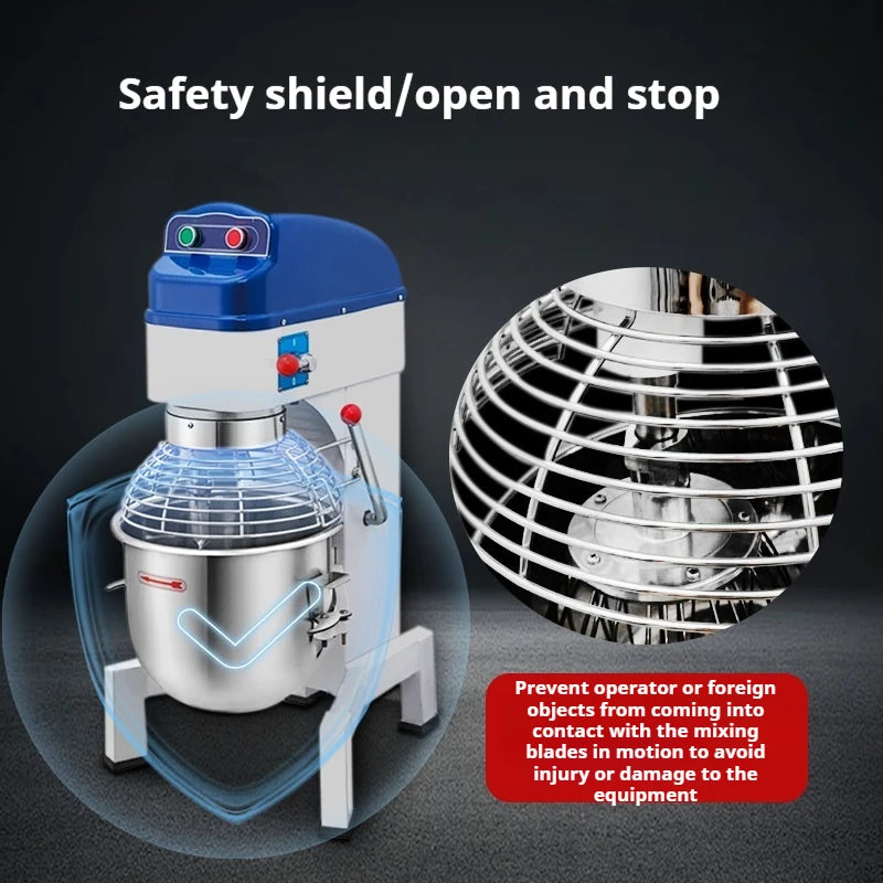 15L Automatic Dough Mixer and Egg Beater - Commercial Kneading and Beating Machine for Bakeries