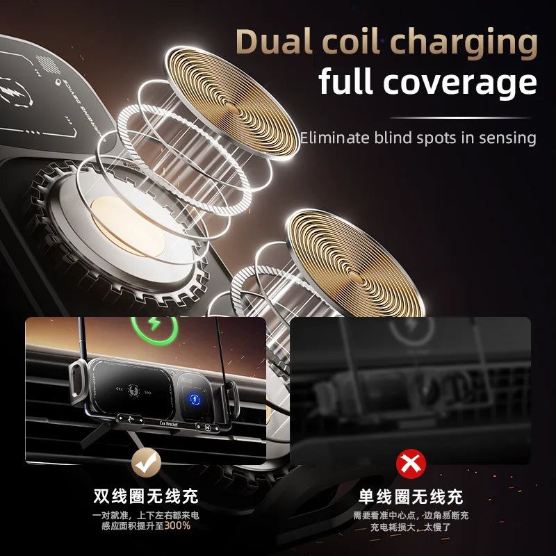 Fold Screen Car Wireless Charger Dual Coil Mount 15W Fast Car Charging for Samsung Galaxy S23 S22 S21 Z Fold Flip 5 4 3
