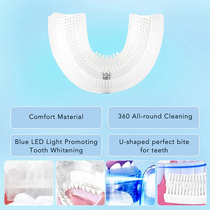 360 Degrees Automatic Sonic Electric Toothbrush Rechargeable USB Intelligent Teeth Brush Tooth Whitening Blue Light Adult