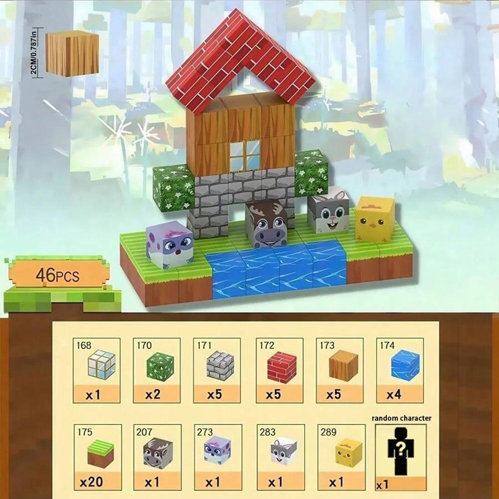 Magnetic Building Block Bricks Toy Mine Stacking World Creative Model STEM Model Suite Educational Kids Gifts for Boy Girls