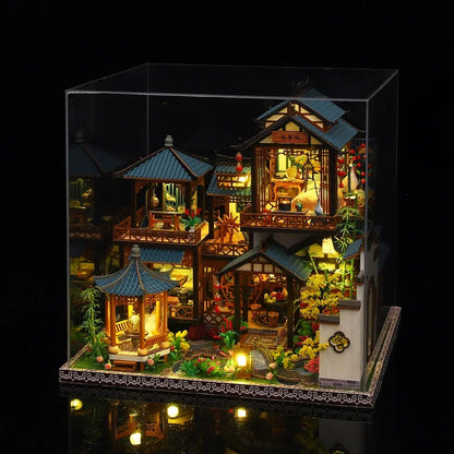 Diy Wooden Chinese Ancient Villa Miniature Building Kits Doll Houses With Furniture Casa Dollhouses For Friends Birthday Gifts