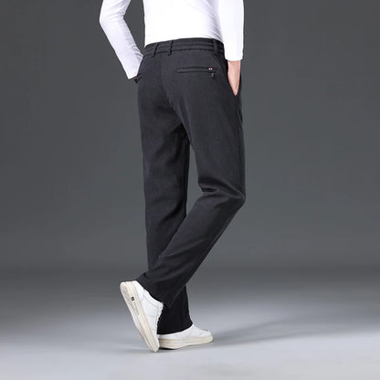 New Men's Winter Thicken Warm Classic Straight Business Fleece Thermal Trousers Brand Clothes Corduroy Plush Velvet Casual Pants