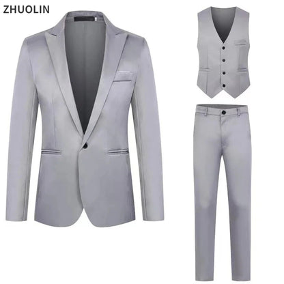 Men Suits Wedding 3 Pieces Elegant 2 Outfit Set Blazers Fashion  Business Classic Jackets Vest Pants 2024 Formal Clothing