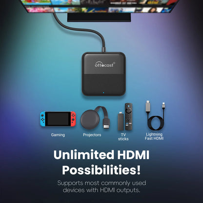 OTTOCAST Car TV Mate Wired to Wireless CarPlay Android Auto  Adapter HDMI Multimedia Video Converter for Fire TV Sticks Game Box
